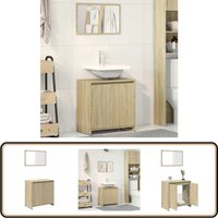 Vidaxl - 2-tlg. Badmöbel-Set Sonoma-Eiche Holzwerkstoff - Badmöbel-Set - Holzwerkstoff - Badezimmermöbel - Spiegelschrank - Waschtischunterschrank von VIDAXL