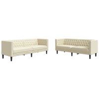 2-tlg. Chesterfield-Sofa-Set Creme Kunstleder Vidaxl von VIDAXL