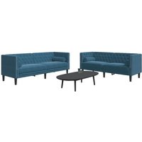 Vidaxl - 2-tlg. Chesterfield-Sofa-Set mit Nackenrollen Blau Samt Vidaxl - 2-tlg. Chesterfield-Sofa-Set mit Nackenrollen Blau Samt von VIDAXL