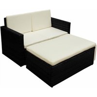 Vidaxl - 2-tlg. Garten-Lounge-Set mit Kissen Poly Rattan Schwarz Vidaxl - 2-tlg. Garten-Lounge-Set mit Kissen Poly Rattan Schwarz von VIDAXL