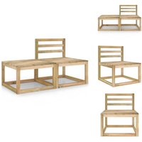 2-tlg. Garten-Lounge-Set Kiefernholz Grün Imprägniert - Gartensorgseset - Kiefernholz Möbel - Outdoor Sitzgruppe - Loungemöbel - Gartenmöbel Set von VIDAXL