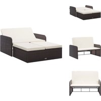 2-tlg. Garten-Lounge-Set mit Auflagen Poly Rattan Braun - Gartenmöbeln - Rattan Möbel - Outdoor Lounge - Balkonmöbel - Terrassenmöbel von VIDAXL