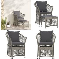 Vidaxl - 2-tlg. Garten-Lounge-Set mit Kissen Grau Poly Rattan - Garten Lounge Set - Outdoor Möbel - Rattan Sessel - Loungeset - Gartentisch - Home & von VIDAXL