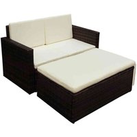 Vidaxl - 2-tlg. Garten-Lounge-Set mit Kissen Poly Rattan Braun von VIDAXL