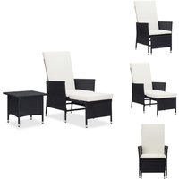 2-tlg. Garten-Lounge-Set mit Kissen Poly Rattan Schwarz - Gartensessel - Lounge Möbel - Gartenmöbel Set - Outdoor Möbel - Rattan Gartenstuhl von VIDAXL