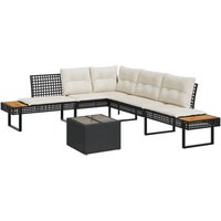 2-tlg. Garten-Sofagarnitur mit Kissen Schwarz Poly Rattan Glas - Vidaxl von VIDAXL
