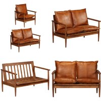 Vidaxl - 2-tlg. Sofagarnitur Braun Echtleder und Massivholz Akazie - Echtleder Sofa - Leder Sofa - Massivholzmöbel - Akzidenzholz Sofa - Wohnzimmer Vidaxl - 2-tlg. Sofagarnitur Braun Echtleder und Massivholz Akazie - Echtleder Sofa - Leder Sofa - Massivholzmöbel - Akzidenzholz Sofa - Wohnzimmer von VIDAXL