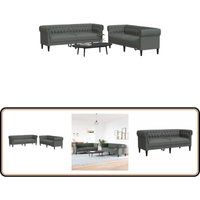 Vidaxl - 2-tlg. Sofagarnitur Dunkelgrau Stoff - Couch - Wohnlandschaft - Esszimmertisch - Möbel - Grau Vidaxl - 2-tlg. Sofagarnitur Dunkelgrau Stoff - Couch - Wohnlandschaft - Esszimmertisch - Möbel - Grau von VIDAXL