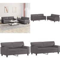 Vidaxl - 2-tlg. Sofagarnitur Grau Kunstleder - Couch - Sofa Garnitur - Wohnlandschaft - Ledercouch - Grau Sofa - Home & Living von VIDAXL