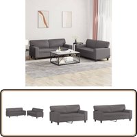 Vidaxl - 2-tlg. Sofagarnitur Grau Kunstleder - Couch - Sofa Garnitur - Wohnlandschaft - Ledercouch - Grau Sofa von VIDAXL
