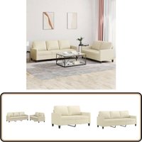 Vidaxl - 2-tlg. Sofagarnitur mit Kissen Creme Kunstleder - Couch - Wohnzimmersofa - Ledercouch - Cremefarbenes Sofa - Samtkouch von VIDAXL