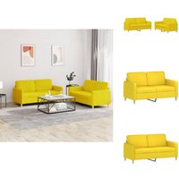 Vidaxl - 2-tlg. Sofagarnitur mit Kissen Hellgelb Stoff - Couchgarnitur - 2er Set - Sofa - Wohnraumgestaltung - Hellgelb Vidaxl - 2-tlg. Sofagarnitur mit Kissen Hellgelb Stoff - Couchgarnitur - 2er Set - Sofa - Wohnraumgestaltung - Hellgelb von VIDAXL
