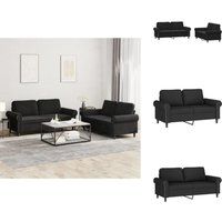 Vidaxl - 2-tlg. Sofagarnitur mit Kissen Schwarz Samt - Samtsofa - Schwarzes Sofa - Wohnzimmersofa - Couchgarnitur - 2er Sofa Vidaxl - 2-tlg. Sofagarnitur mit Kissen Schwarz Samt - Samtsofa - Schwarzes Sofa - Wohnzimmersofa - Couchgarnitur - 2er Sofa von VIDAXL