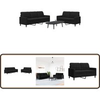 Vidaxl - 2-tlg. Sofagarnitur mit Kissen Schwarz Samt - Samtsofa - Wohnzimmersofa - Couch - 2er Sofa - 3er Sofa Vidaxl - 2-tlg. Sofagarnitur mit Kissen Schwarz Samt - Samtsofa - Wohnzimmersofa - Couch - 2er Sofa - 3er Sofa von VIDAXL
