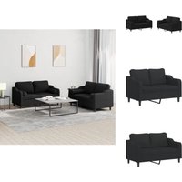 Vidaxl - 2-tlg. Sofagarnitur mit Kissen Schwarz Stoff - Couch - Esszimmertisch - Wohnzimmereinrichtung - Möbel - Ledercouch Vidaxl - 2-tlg. Sofagarnitur mit Kissen Schwarz Stoff - Couch - Esszimmertisch - Wohnzimmereinrichtung - Möbel - Ledercouch von VIDAXL