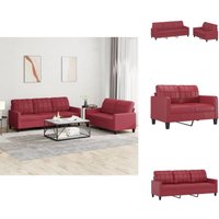 Vidaxl - 2-tlg. Sofagarnitur mit Kissen Weinrot Kunstleder - Weinfarbener Sessel - Ledercouch - Wohnzimmersofa - Couchtisch - Lounge Möbel Vidaxl - 2-tlg. Sofagarnitur mit Kissen Weinrot Kunstleder - Weinfarbener Sessel - Ledercouch - Wohnzimmersofa - Couchtisch - Lounge Möbel von VIDAXL