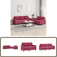 Vidaxl - 2-tlg. Sofagarnitur mit Kissen Weinrot Samt - Samtsofa - Wohnlandschaft - Couchtisch - Sessel - Lounge Möbel Vidaxl - 2-tlg. Sofagarnitur mit Kissen Weinrot Samt - Samtsofa - Wohnlandschaft - Couchtisch - Sessel - Lounge Möbel von VIDAXL