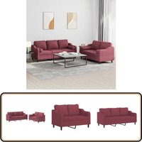 Vidaxl - 2-tlg. Sofagarnitur mit Kissen Weinrot Stoff - Couchgarnitur - Wohnlandschaft - Weinrot - Ledercouch - Samtkouch Vidaxl - 2-tlg. Sofagarnitur mit Kissen Weinrot Stoff - Couchgarnitur - Wohnlandschaft - Weinrot - Ledercouch - Samtkouch von VIDAXL