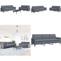 Vidaxl - 2-tlg. Sofagarnitur mit Kissen und Nackenrollen Dunkelgrau Samt von VIDAXL