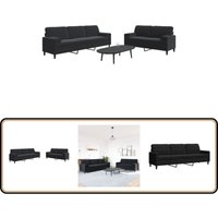 Vidaxl - 2-tlg. Sofagarnitur mit Kissen und Nackenrollen Schwarz Samt Vidaxl - 2-tlg. Sofagarnitur mit Kissen und Nackenrollen Schwarz Samt von VIDAXL