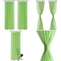 Vidaxl - 2 x Transparente Gardine Fertiggardine 140 x 225cm apfelgrün - Transparente Gardine - Voile Gardine - Apfelgrün - Gardine Für Wohnzimmer von VIDAXL