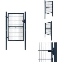 Vidaxl - 2D Zauntor (Einzeltor) Anthrazitgrau 106x230 cm - Gartentor - Zaun - Metalltor - Einfahrtstor - Stahltür von VIDAXL