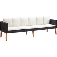 3-Sitzer-Gartensofa,Lounge-Sofa mit Auflagen Poly Rattan Schwarz vidaXL von BONNEVIE