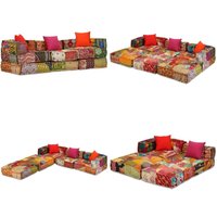 Vidaxl - 3-Sitzer Modularer Pouf Patchwork Stoff - Modularer Sessel - Patchwork Sofa - Wohnlandschaft - Ecksofa - Loungesessel - Home & Living von VIDAXL