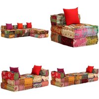Vidaxl - 3-Sitzer Modularer Pouf Patchwork Stoff - Moduler Sessel - Patchwork Sofa - Wohnzimmermöbel - Gemütlicher Sessel - Multifunktionaler Vidaxl - 3-Sitzer Modularer Pouf Patchwork Stoff - Moduler Sessel - Patchwork Sofa - Wohnzimmermöbel - Gemütlicher Sessel - Multifunktionaler von VIDAXL