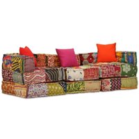 Vidaxl - 3-Sitzer Modularer Pouf Patchwork Stoff von VIDAXL
