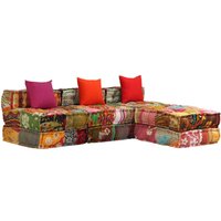 Vidaxl - 3-Sitzer Modularer Pouf Patchwork Stoff von VIDAXL
