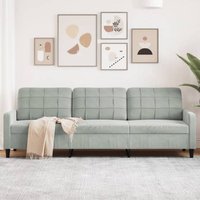 Vidaxl - 3-Sitzer-Sofa Hellgrau 210 cm Samt von VIDAXL