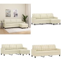 Vidaxl - 3-Sitzer-Sofa mit Hocker Creme 180 cm Kunstleder - 3-Sitzer-Sofa - Sofa - Couches - Cremefarbenes Sofa - Lederlook Sofa - Home & Living von VIDAXL
