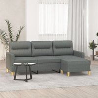 Vidaxl - 3-Sitzer-Sofa mit Hocker Dunkelgrau 180 cm Stoff von VIDAXL
