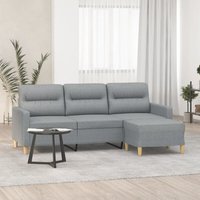 Vidaxl - 3-Sitzer-Sofa mit Hocker Hellgrau 180 cm Stoff Vidaxl - 3-Sitzer-Sofa mit Hocker Hellgrau 180 cm Stoff von VIDAXL