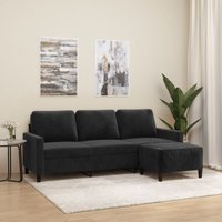 3-Sitzer-Sofa mit Hocker Schwarz 180 cm Samt - Vidaxl 3-Sitzer-Sofa mit Hocker Schwarz 180 cm Samt - Vidaxl von VIDAXL