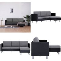 Vidaxl - 3-Sitzer-Sofa mit Kissen Schwarz Kunstleder - Sofas - Couchtisch - Wohnzimmermöbel - Ledercouch - Design Couch - Home & Living von VIDAXL
