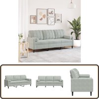 3-Sitzer-Sofa mit Zierkissen Hellgrau 180 cm Samt - Vidaxl 3-Sitzer-Sofa mit Zierkissen Hellgrau 180 cm Samt - Vidaxl von VIDAXL