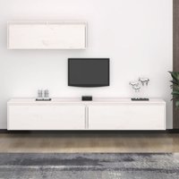 Vidaxl - 3-teiliges TV-Schrank-Set Weißes Massivholz Kiefer von VIDAXL