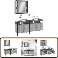 Vidaxl - 3-tlg. Badmöbel-Set Grau Sonoma Holzwerkstoff - Badezimmermöbel - Badschrank - Spiegelkombination - Badmöbel-Set - Grau Sonoma Vidaxl - 3-tlg. Badmöbel-Set Grau Sonoma Holzwerkstoff - Badezimmermöbel - Badschrank - Spiegelkombination - Badmöbel-Set - Grau Sonoma von VIDAXL