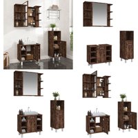 Vidaxl - 3-tlg. Badmöbel-Set Räuchereiche Holzwerkstoff - Badmöbel Set - Badezimmer Möbel - Waschtisch Schrank - Spiegelschrank - Standregal - Home & Vidaxl - 3-tlg. Badmöbel-Set Räuchereiche Holzwerkstoff - Badmöbel Set - Badezimmer Möbel - Waschtisch Schrank - Spiegelschrank - Standregal - Home & von VIDAXL