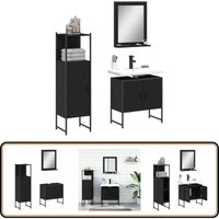 Vidaxl - 3-tlg. Badmöbel-Set Schwarz Holzwerkstoff - Badezimmermöbel - Badschränke - Waschtischunterschrank - Spiegelschrank - Schwarzes Badmöbel Vidaxl - 3-tlg. Badmöbel-Set Schwarz Holzwerkstoff - Badezimmermöbel - Badschränke - Waschtischunterschrank - Spiegelschrank - Schwarzes Badmöbel von VIDAXL