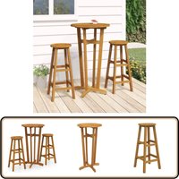 Vidaxl - 3-tlg. Bar-Set Massivholz Akazie - Holz Bar Set - Esszimmer Möbel - Gartentisch - Gartenstühle - Outdoor Furniture von VIDAXL