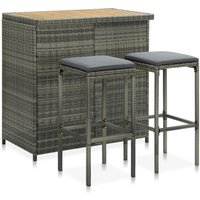 3-tlg. Bar Set Poly Rattan Grau Vidaxl 3-tlg. Bar Set Poly Rattan Grau Vidaxl von VIDAXL