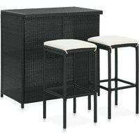 Bonnevie - 3-tlg. Bar Set Poly Rattan Schwarz vidaXL565427 von BONNEVIE