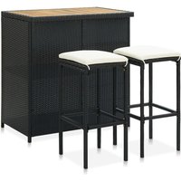 3-tlg. Bar-Set,Bartisch-Set Poly Rattan Schwarz vidaXL von BONNEVIE