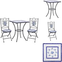3-tlg. Bistro-Set Mosaik Keramik Blau und Weiß - Gartenmöbel - Bistroset - Outdoor Set - Esstisch - Gartentisch 3-tlg. Bistro-Set Mosaik Keramik Blau und Weiß - Gartenmöbel - Bistroset - Outdoor Set - Esstisch - Gartentisch von VIDAXL