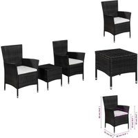 Vidaxl - 3-tlg. Bistro-Set Poly Rattan Schwarz - Outdoor Möbel - Gartenmöbel - Bistroset - Rattan Gartenmöbel - Esszimmergarnitur von VIDAXL