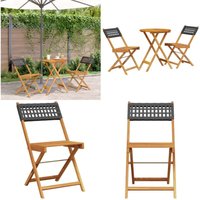 3-tlg. Bistro-Set Schwarz Poly Rattan und Massivholz - Gartenmöbel - Bistro Set - Ausziehbarer Tisch - Rattan Möbel - Acacias Holz - Home & Living 3-tlg. Bistro-Set Schwarz Poly Rattan und Massivholz - Gartenmöbel - Bistro Set - Ausziehbarer Tisch - Rattan Möbel - Acacias Holz - Home & Living von VIDAXL
