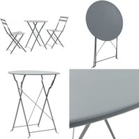 3-tlg. Bistro-Set Stahl Grau - Gartenmöbel - Bistroset - Esstisch - Gartentisch - Stahlttisch - Home & Living von VIDAXL